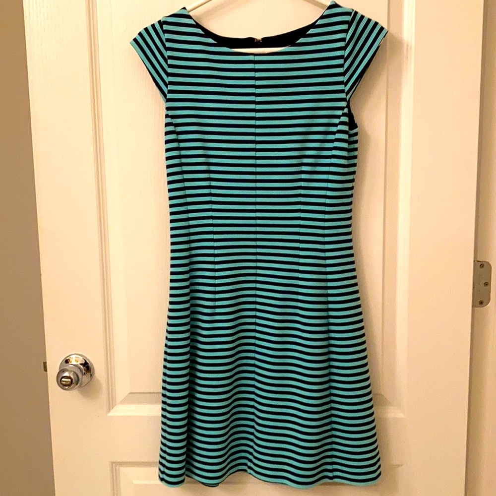 Turquoise and navy blue striped Lily Pulitzer dress
